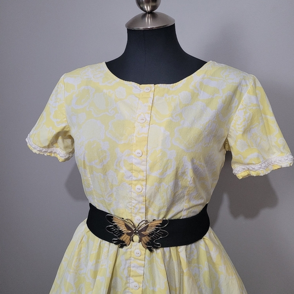 1980s Lilly Pulitzer yellow floral dress Vintage Cotton Dresa - Picture 14 of 14